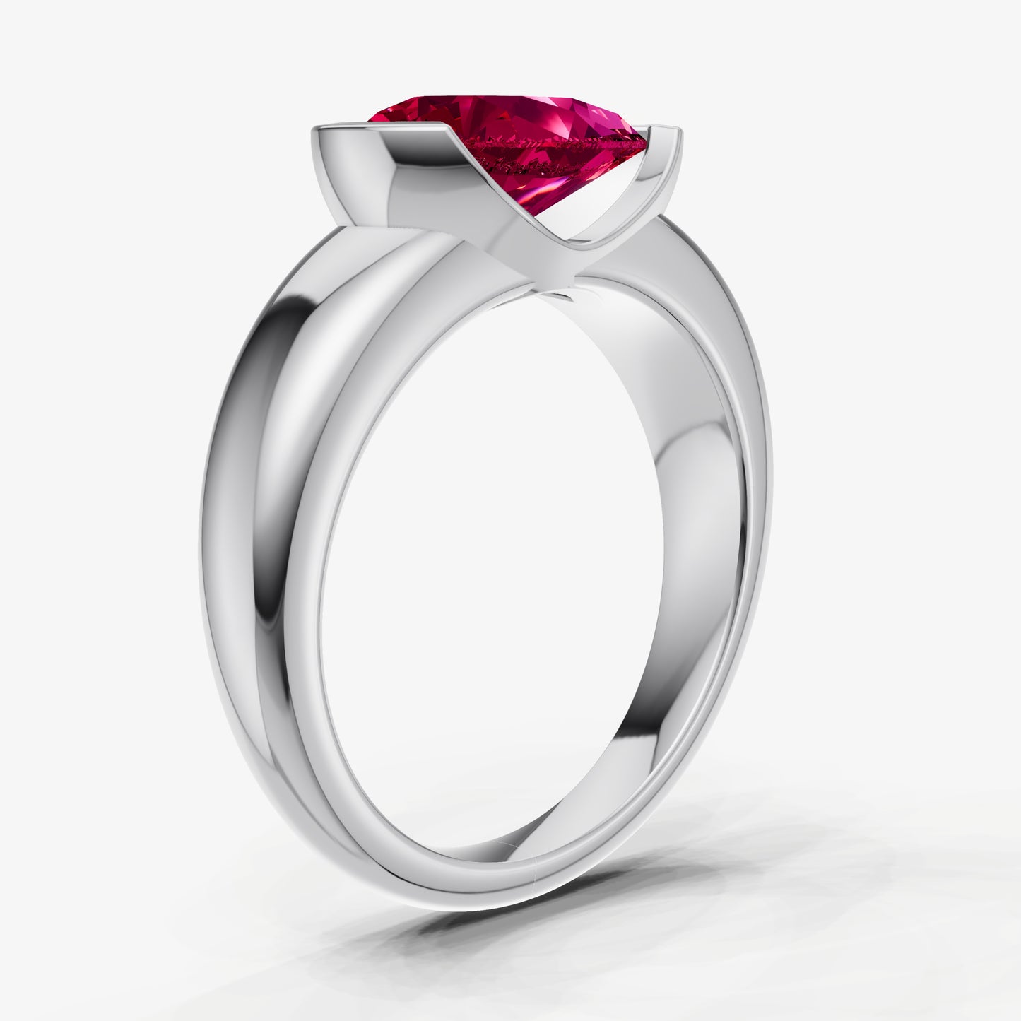 Ruby Half Bezel East-West Gemstone Engagement Ring