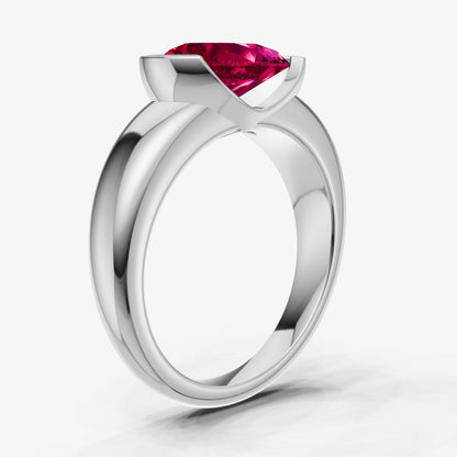 Ruby Half Bezel East-West Gemstone Engagement Ring