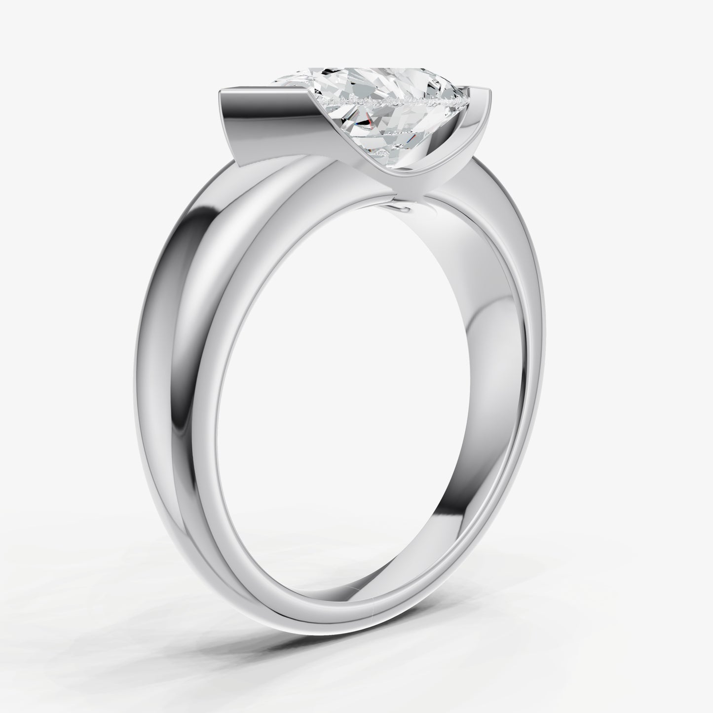 Pear Signature Half Bezel East-West Engagement Ring