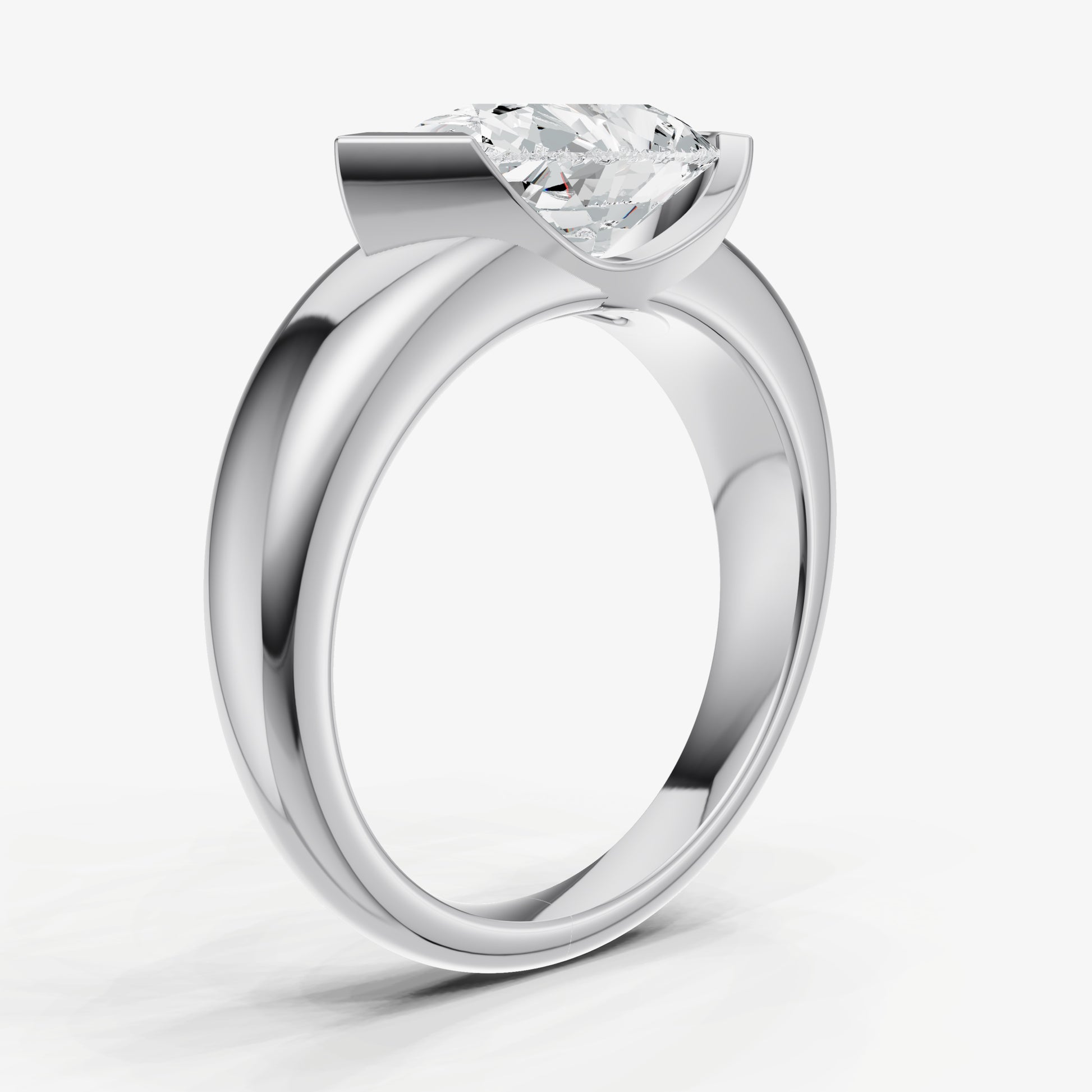 Pear Signature Half Bezel East-West Engagement Ring
