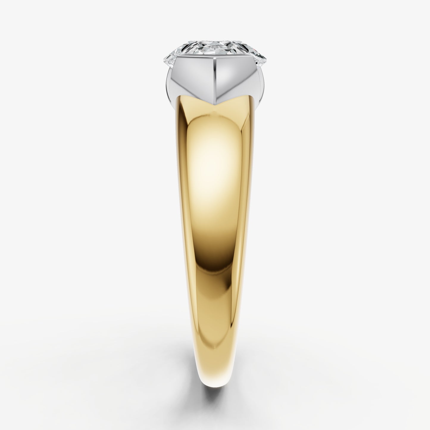 Pear Signature Half Bezel East-West Engagement Ring