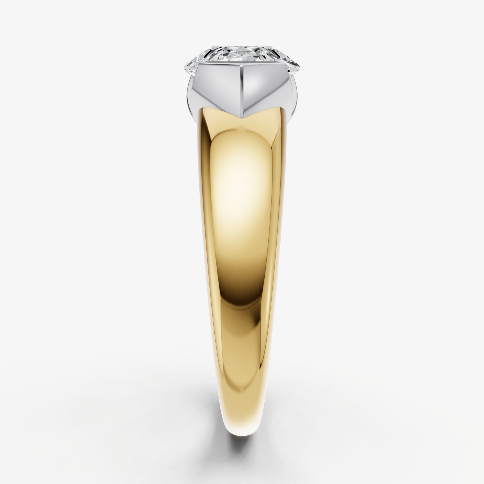 Pear Signature Half Bezel East-West Engagement Ring