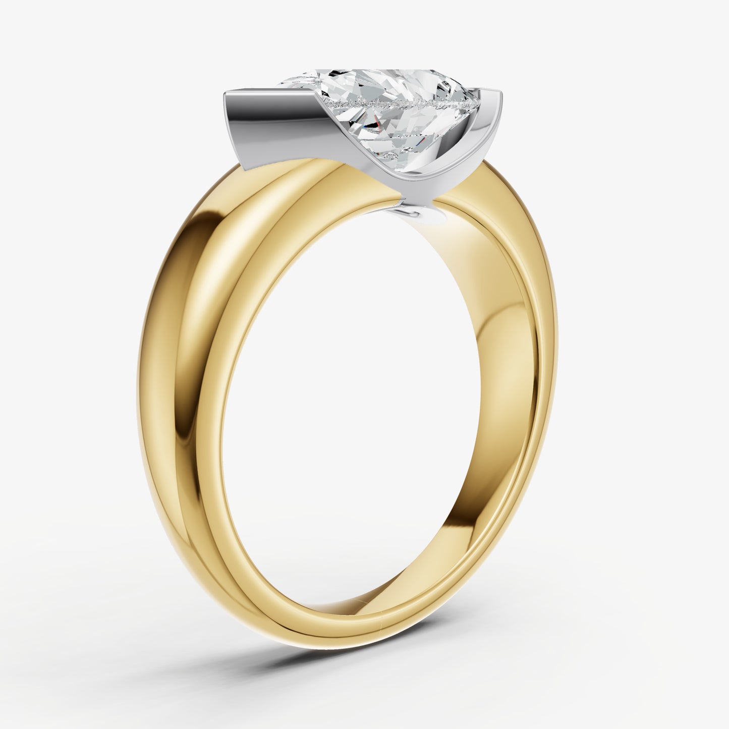Pear Signature Half Bezel East-West Engagement Ring