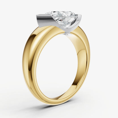 Pear Signature Half Bezel East-West Engagement Ring
