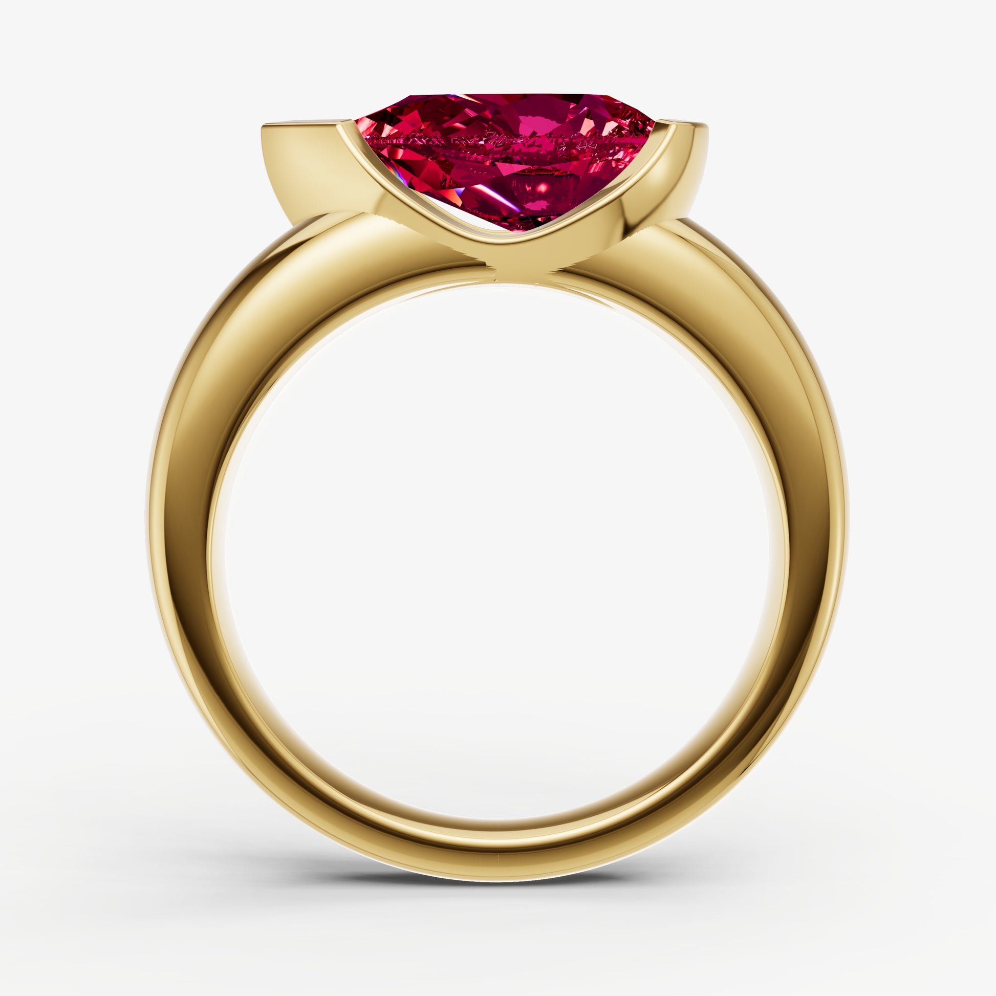 Ruby Half Bezel East-West Gemstone Engagement Ring