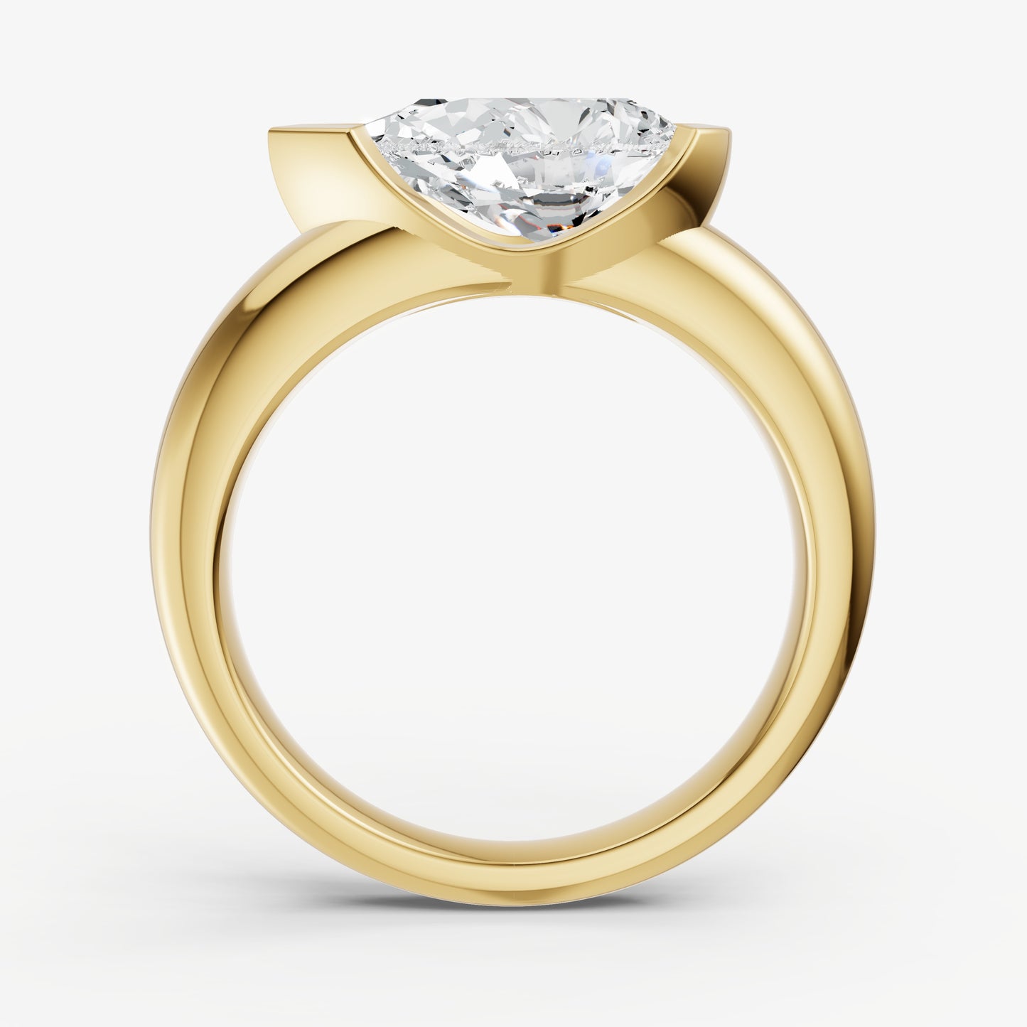 Pear Signature Half Bezel East-West Engagement Ring