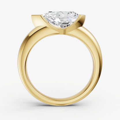 Pear Signature Half Bezel East-West Engagement Ring