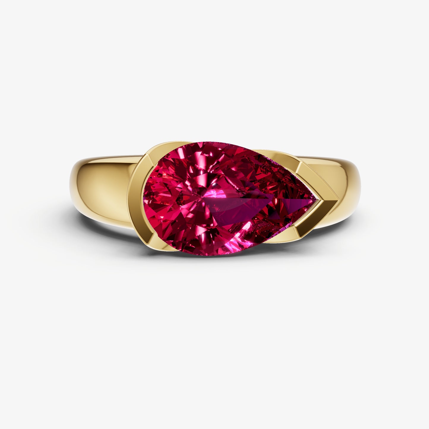 Ruby Half Bezel East-West Gemstone Engagement Ring