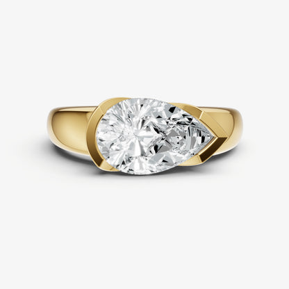 Pear Signature Half Bezel East-West Engagement Ring