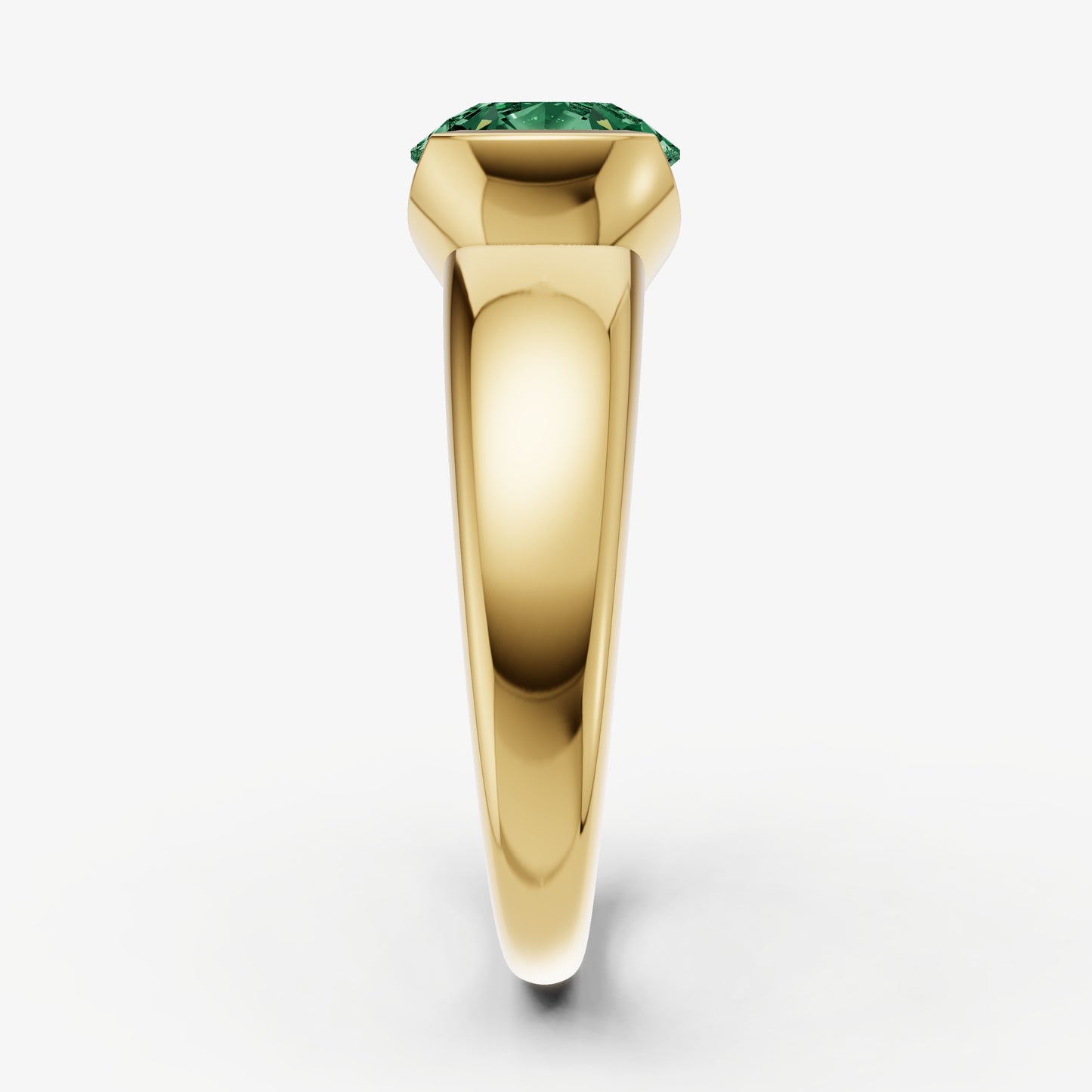 Emerald Half Bezel East-West Gemstone Engagement Ring
