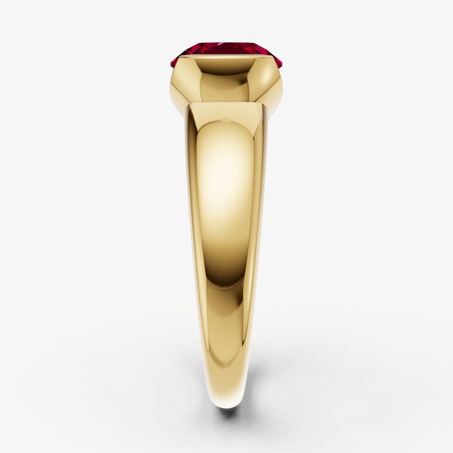 Ruby Half Bezel East-West Gemstone Engagement Ring