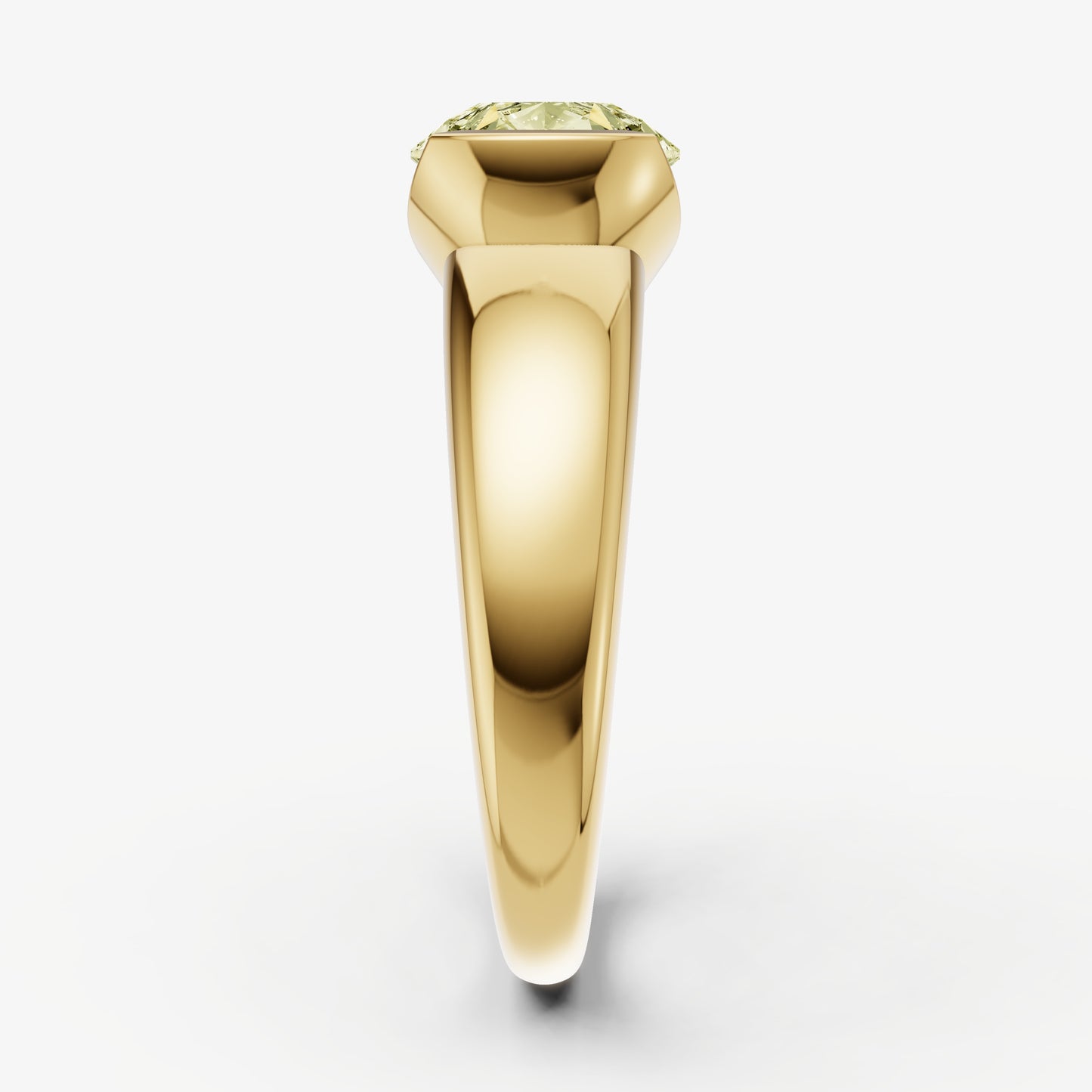 Yellow Diamond Half Bezel East-West Gemstone Engagement Ring