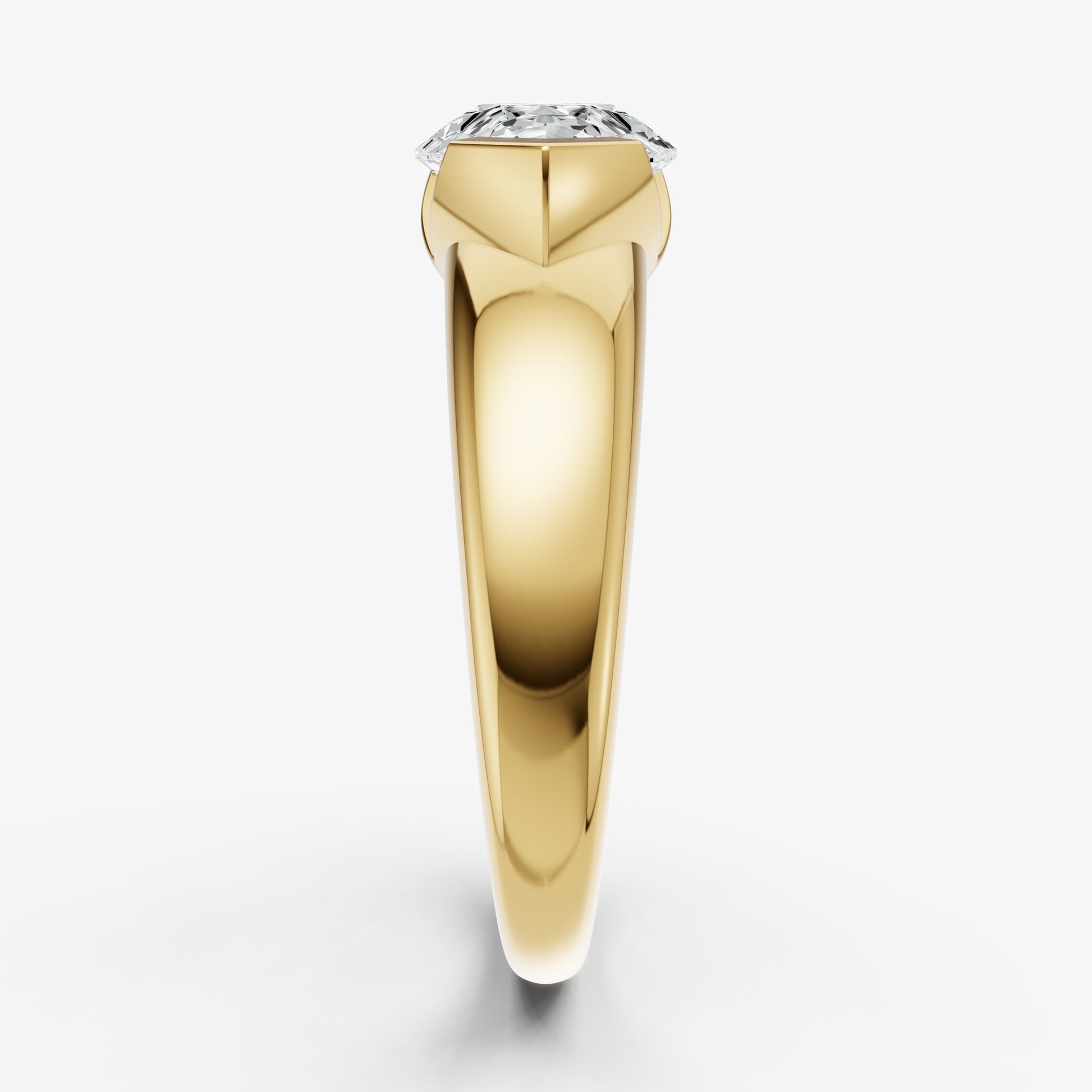 Pear Signature Half Bezel East-West Engagement Ring