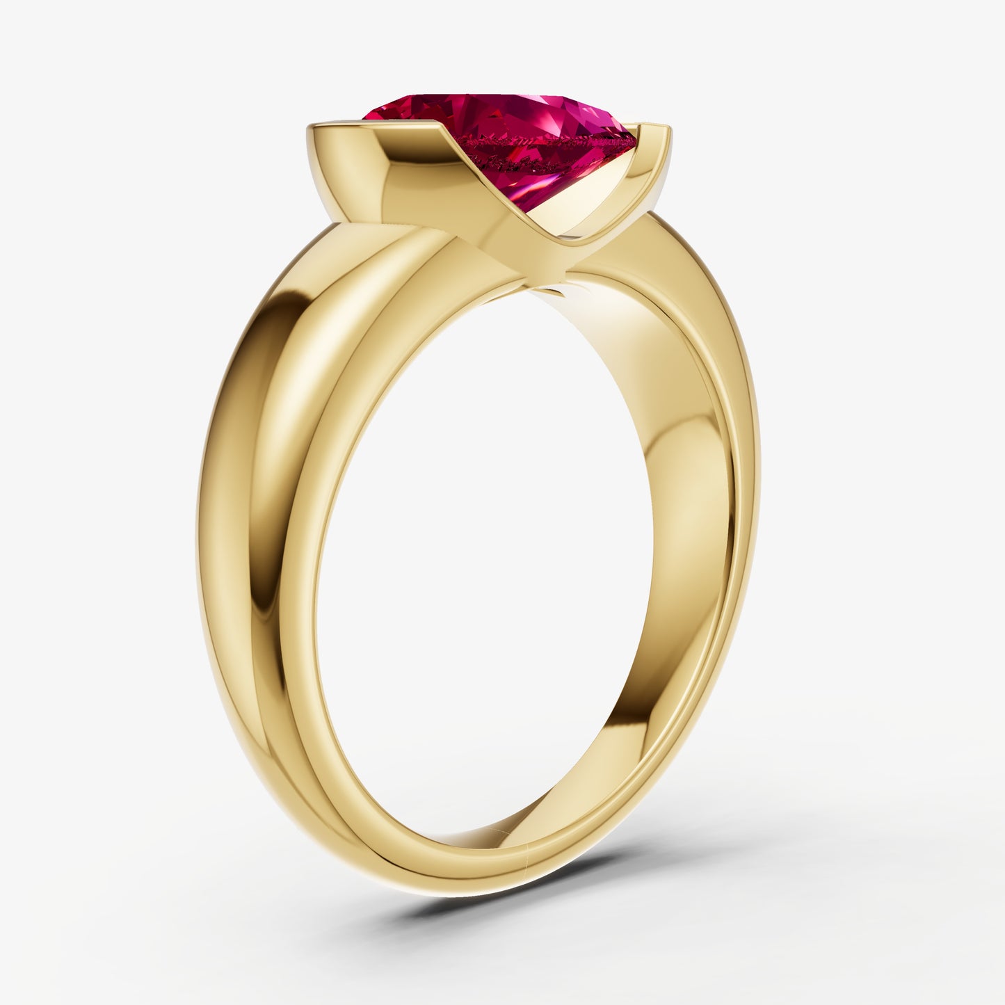 Ruby Half Bezel East-West Gemstone Engagement Ring