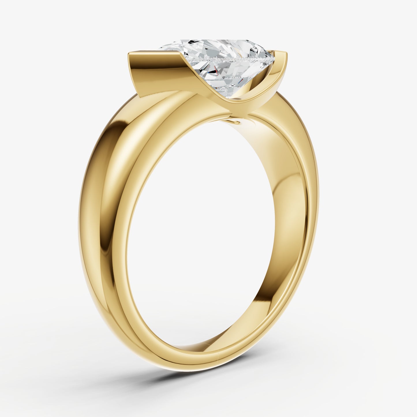 Pear Signature Half Bezel East-West Engagement Ring
