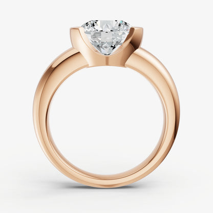 Round Signature Half Bezel East-West Engagement Ring