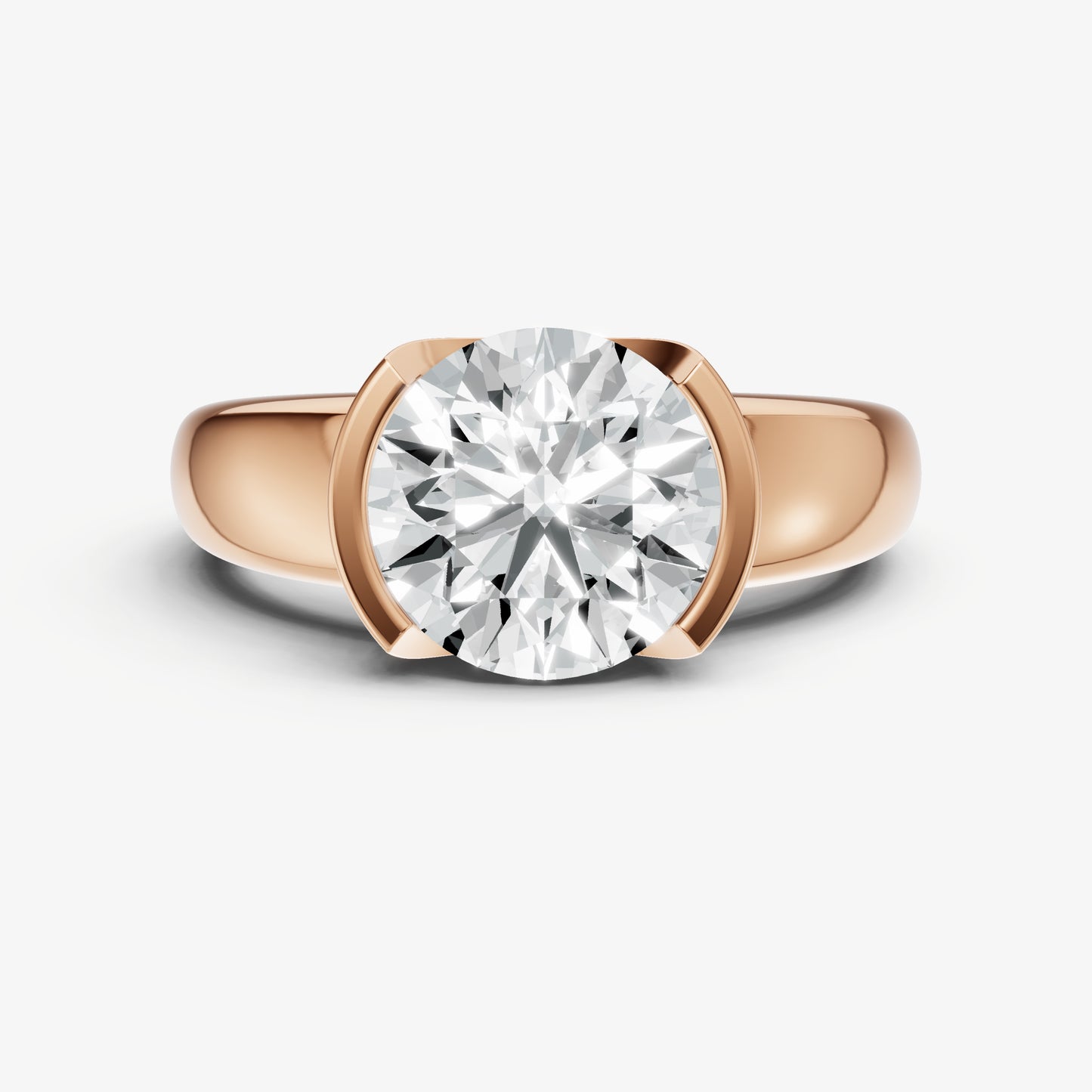Round Signature Half Bezel East-West Engagement Ring
