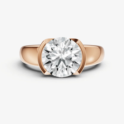 Round Signature Half Bezel East-West Engagement Ring