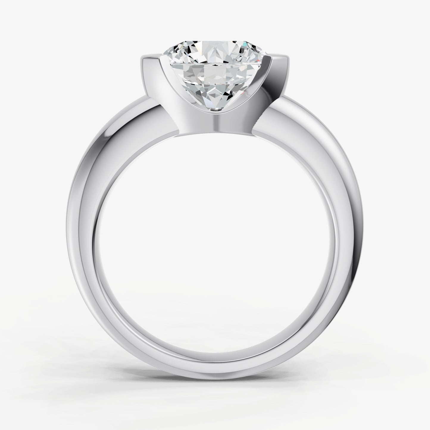 Round Signature Half Bezel East-West Engagement Ring