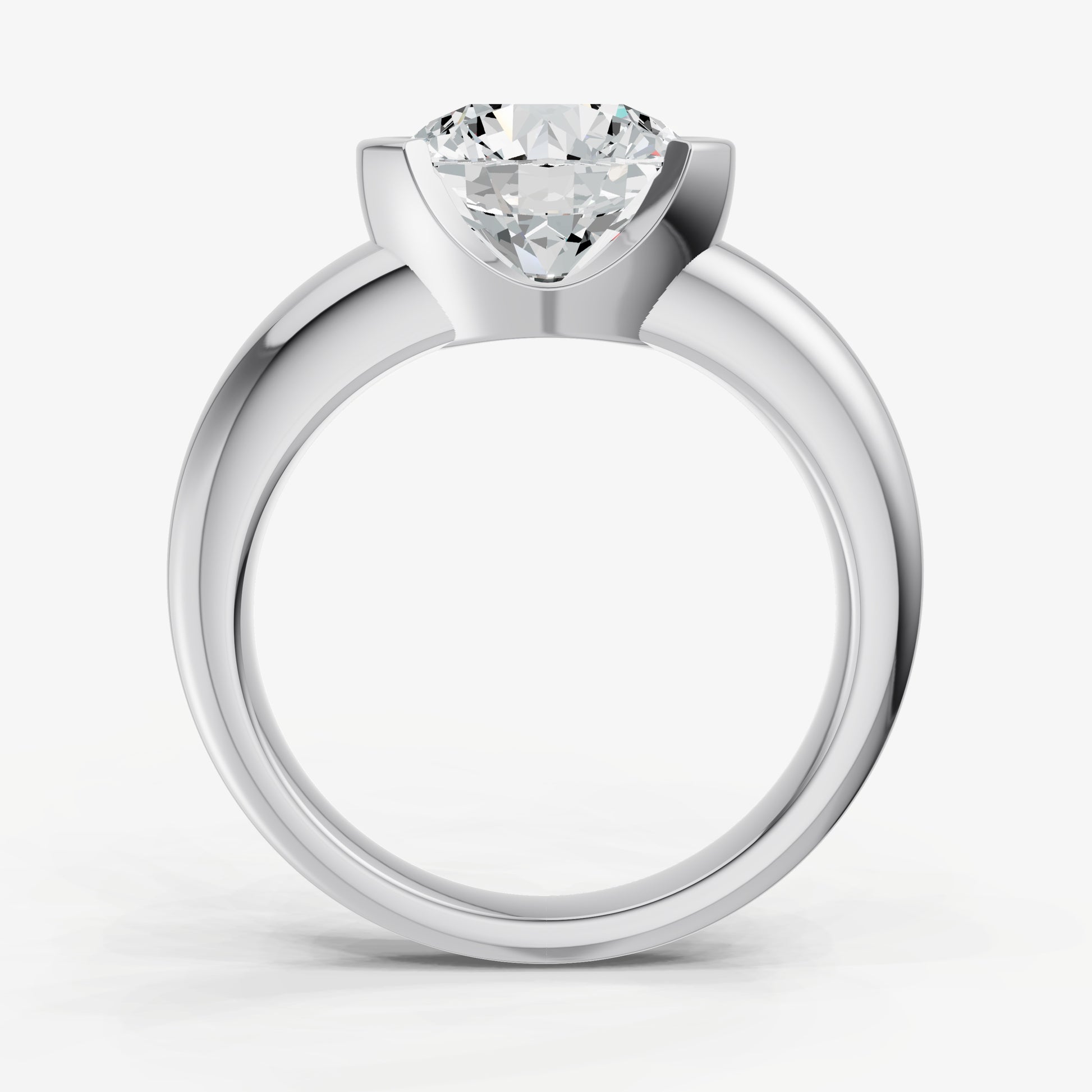 Round Signature Half Bezel East-West Engagement Ring