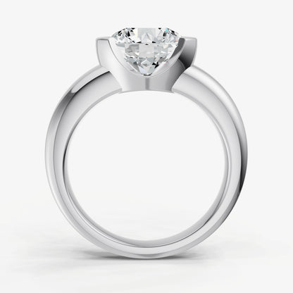 Round Signature Half Bezel East-West Engagement Ring
