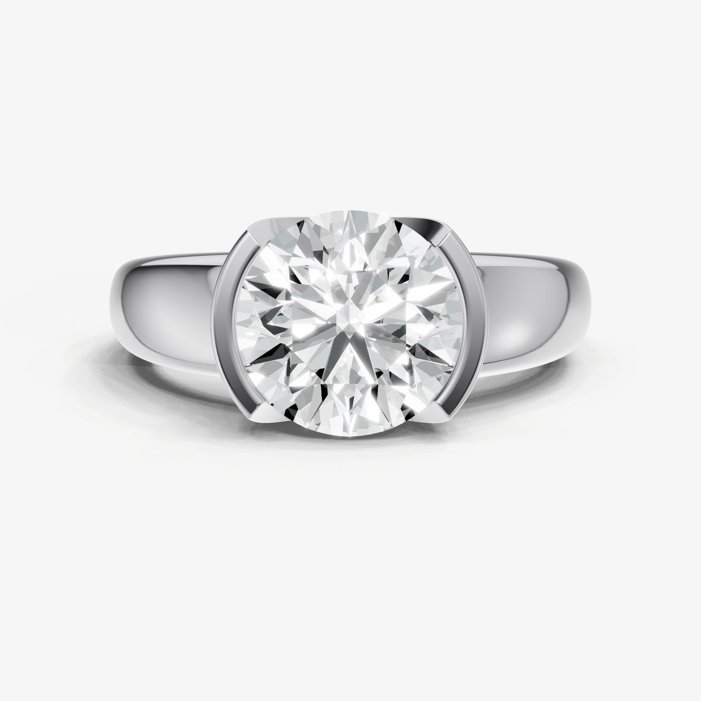 Round Signature Half Bezel East-West Engagement Ring