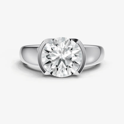 Round Signature Half Bezel East-West Engagement Ring