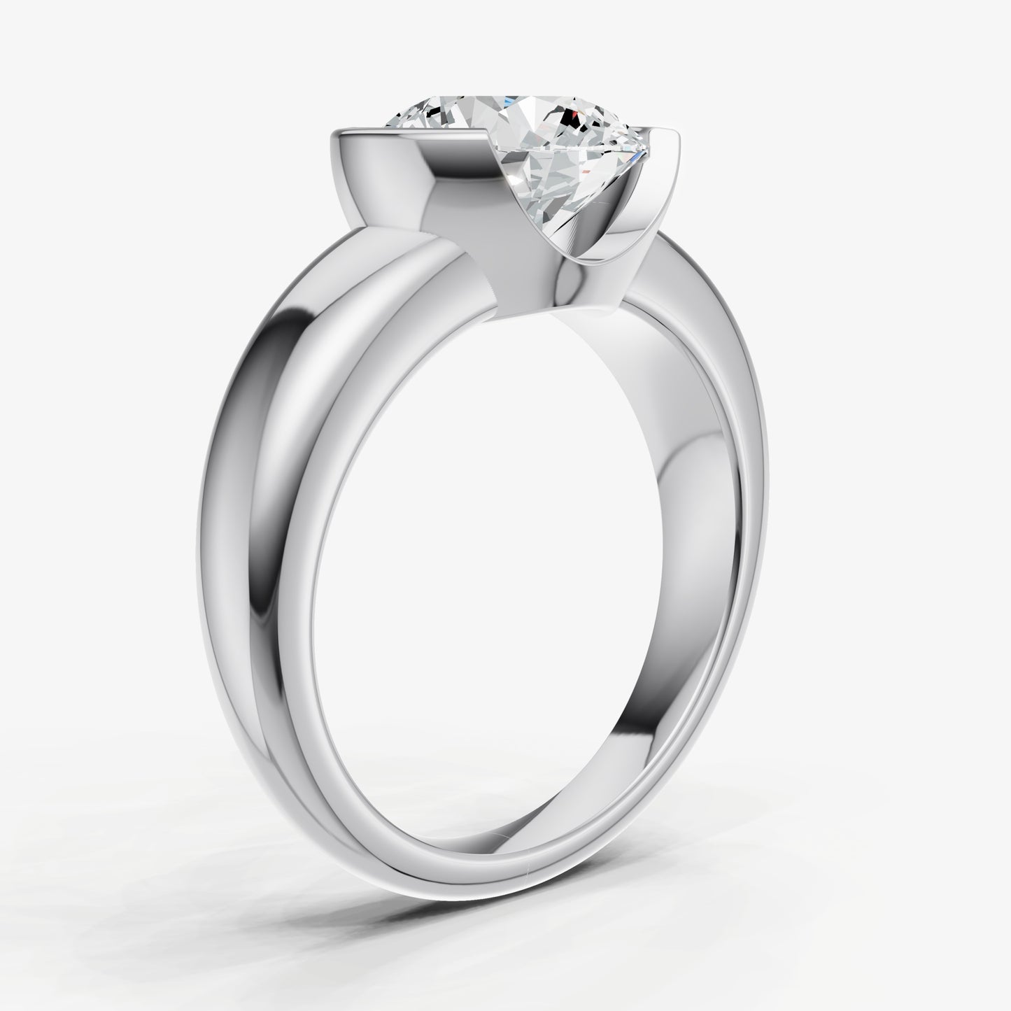 Round Signature Half Bezel East-West Engagement Ring