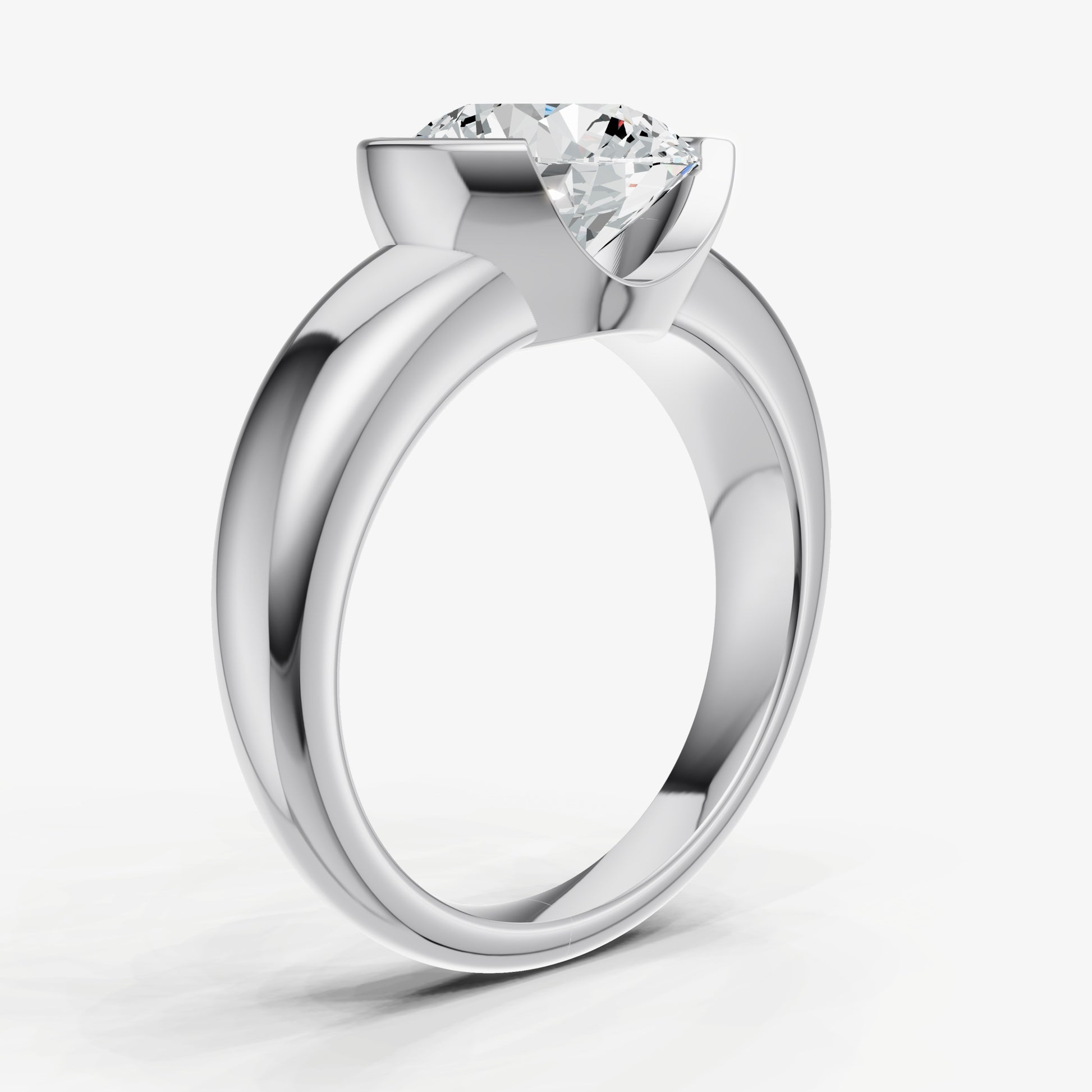 Round Signature Half Bezel East-West Engagement Ring