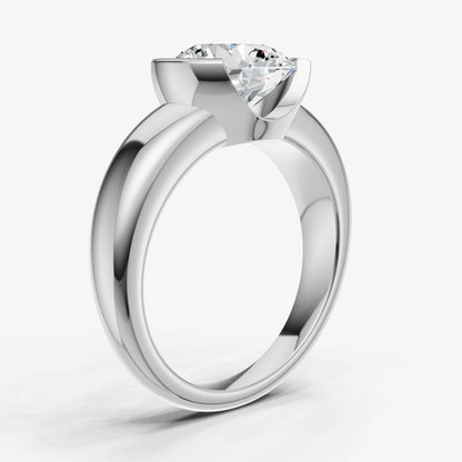 Round Signature Half Bezel East-West Engagement Ring