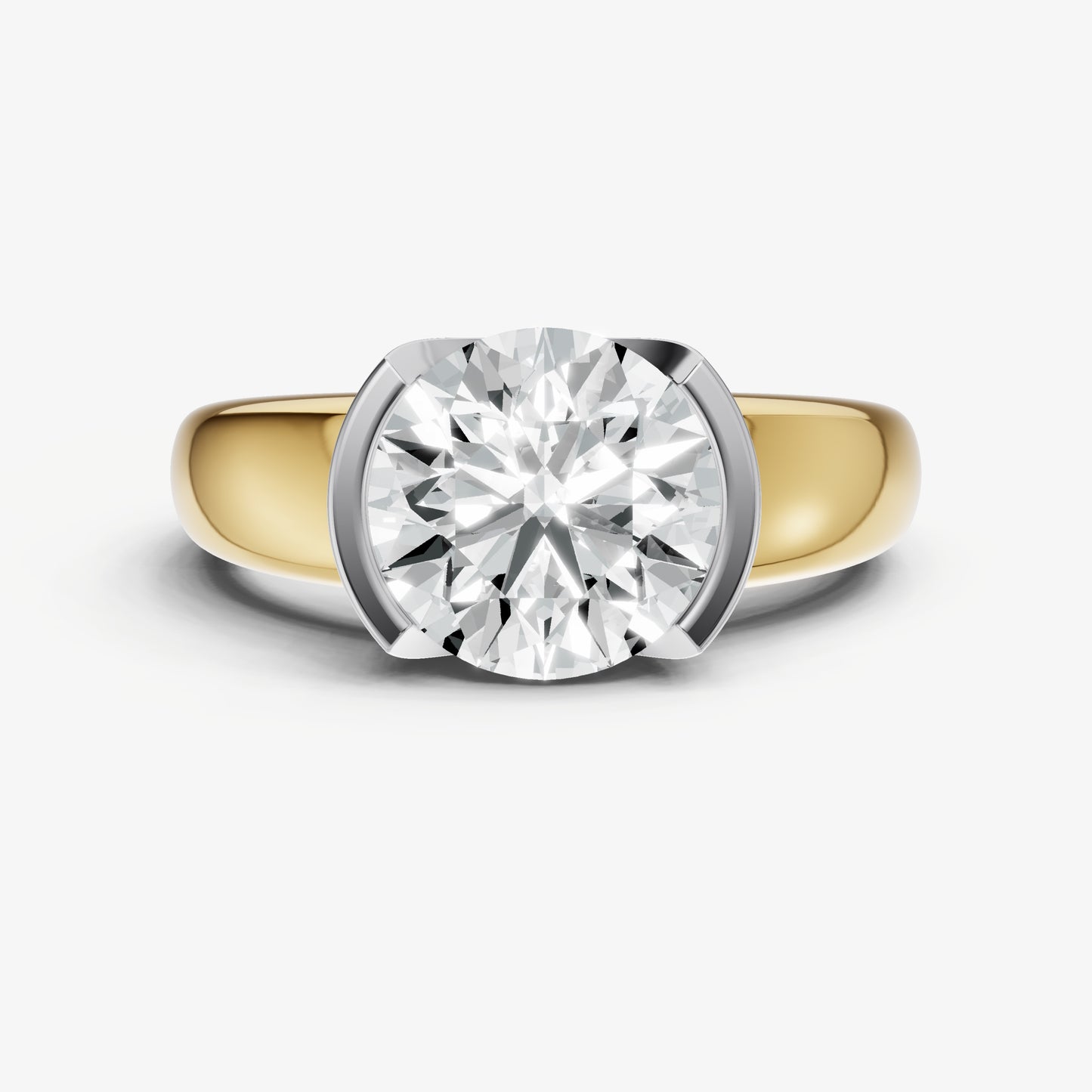 Round Signature Half Bezel East-West Engagement Ring