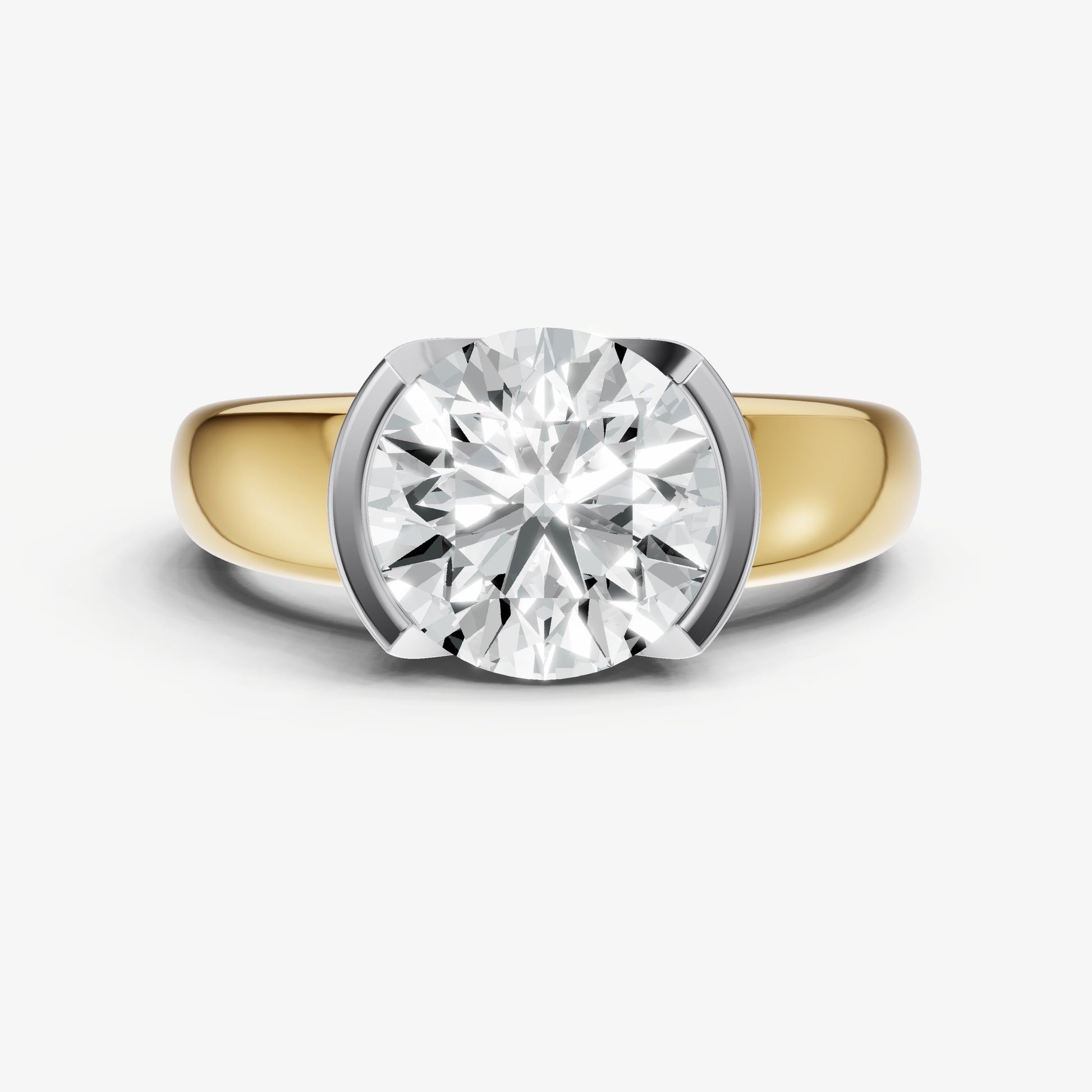 Round Signature Half Bezel East-West Engagement Ring