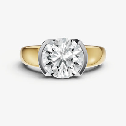 Round Signature Half Bezel East-West Engagement Ring