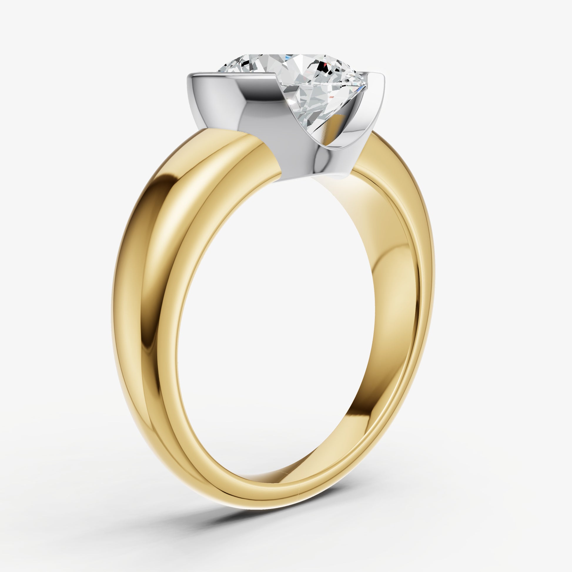 Round Signature Half Bezel East-West Engagement Ring