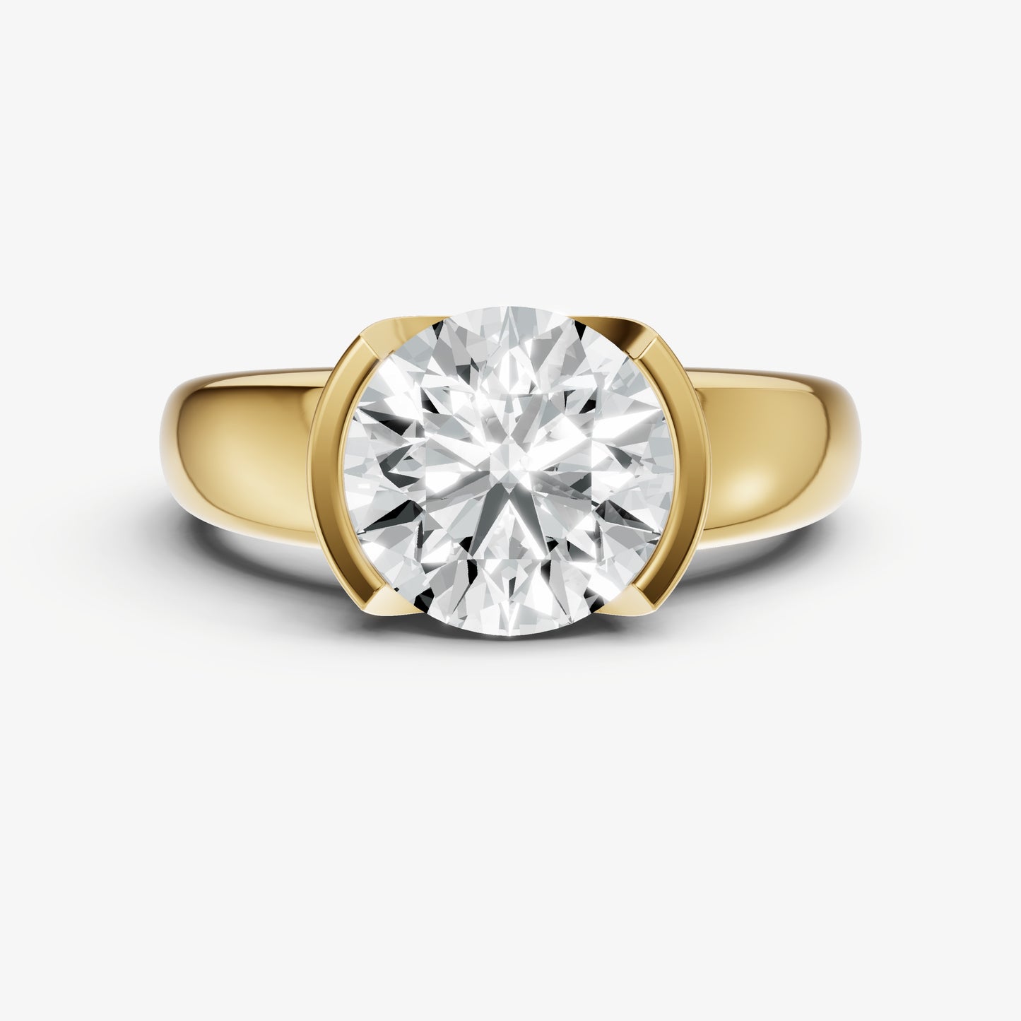 Round Signature Half Bezel East-West Engagement Ring