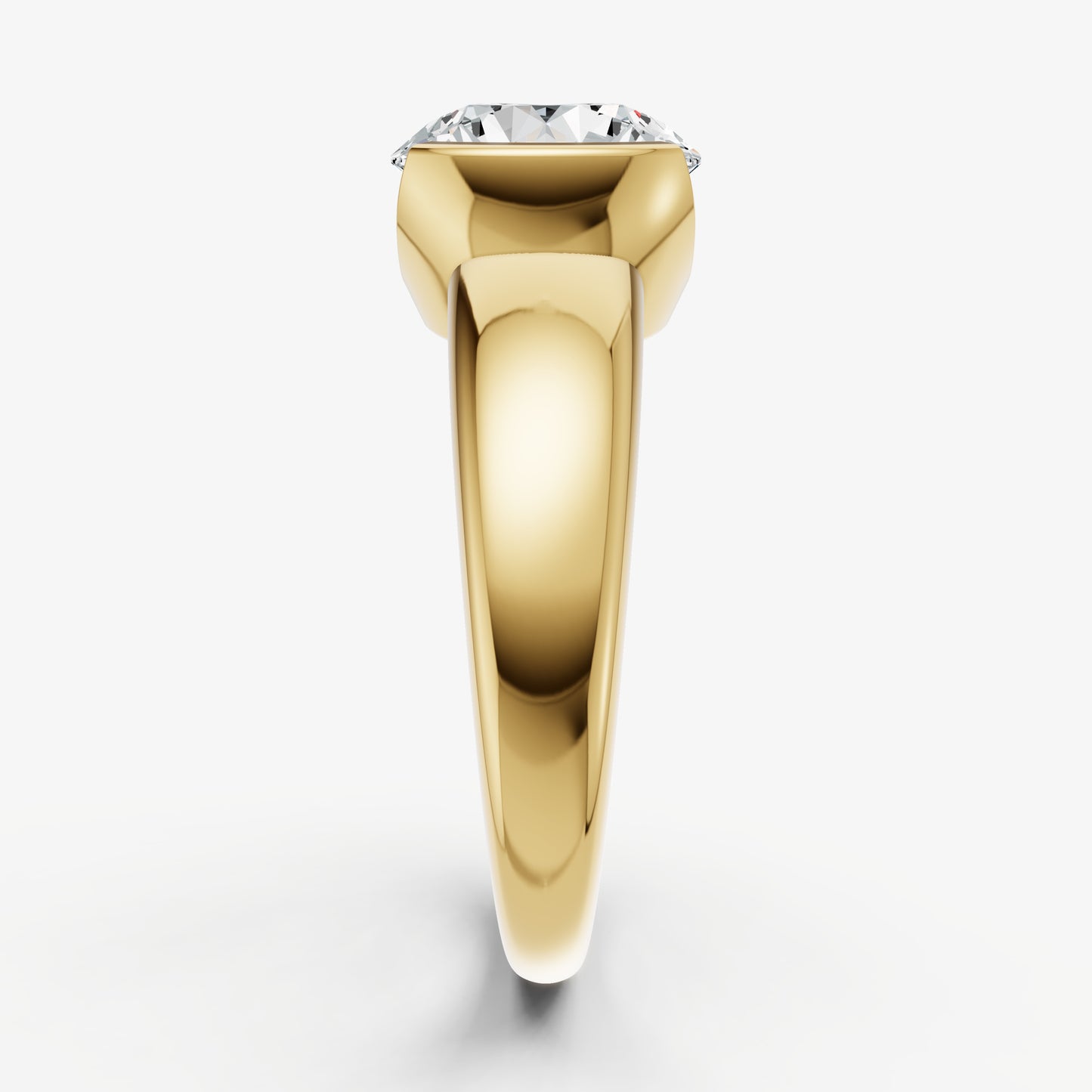 Round Signature Half Bezel East-West Engagement Ring