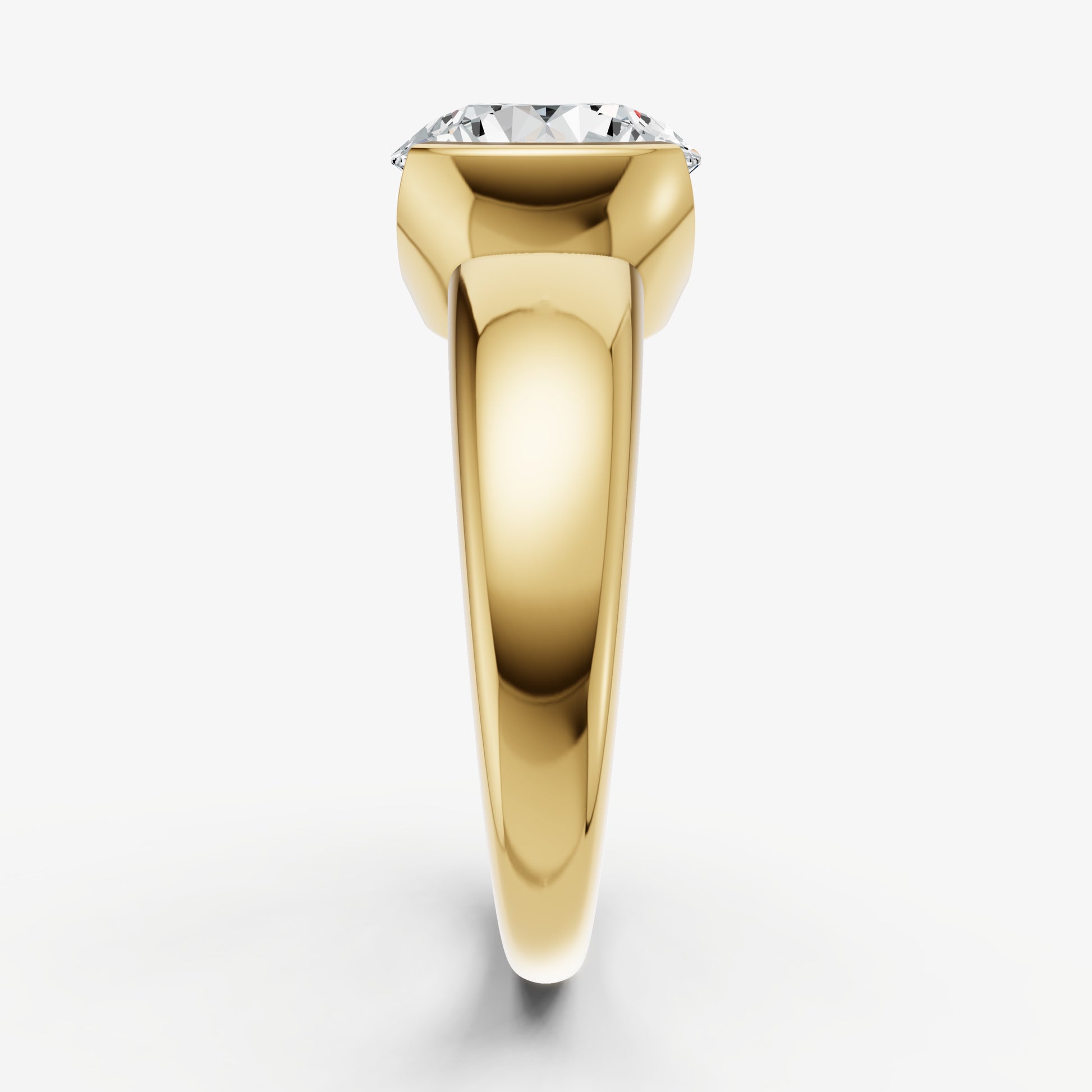Round Signature Half Bezel East-West Engagement Ring
