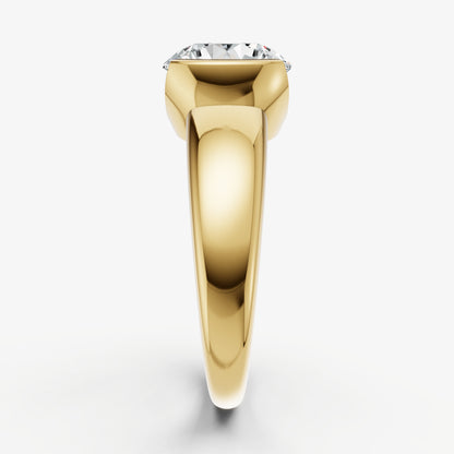 Round Signature Half Bezel East-West Engagement Ring