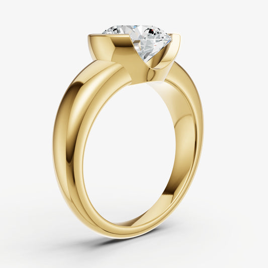 Round Signature Half Bezel East-West Engagement Ring