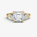 Asscher Engagement Ring with Half Moon Side Diamonds