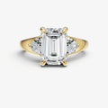 Emerald Engagement Ring with Half Moon Side Diamonds