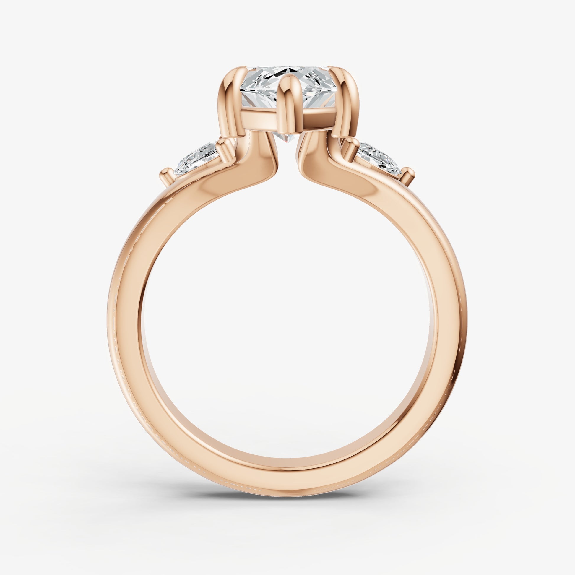 Marquise Engagement Ring with Half Moon Side Diamonds
