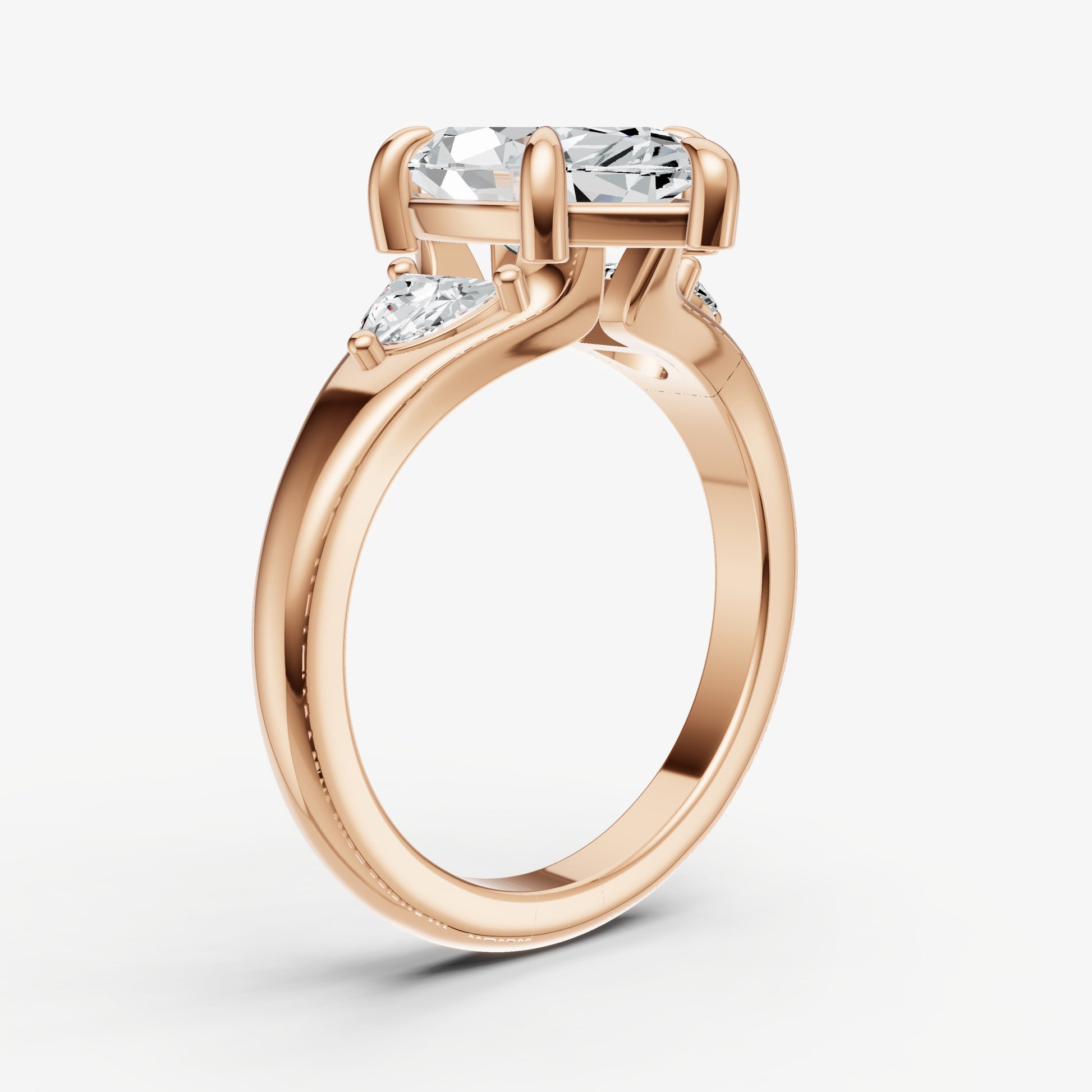 Marquise Engagement Ring with Half Moon Side Diamonds