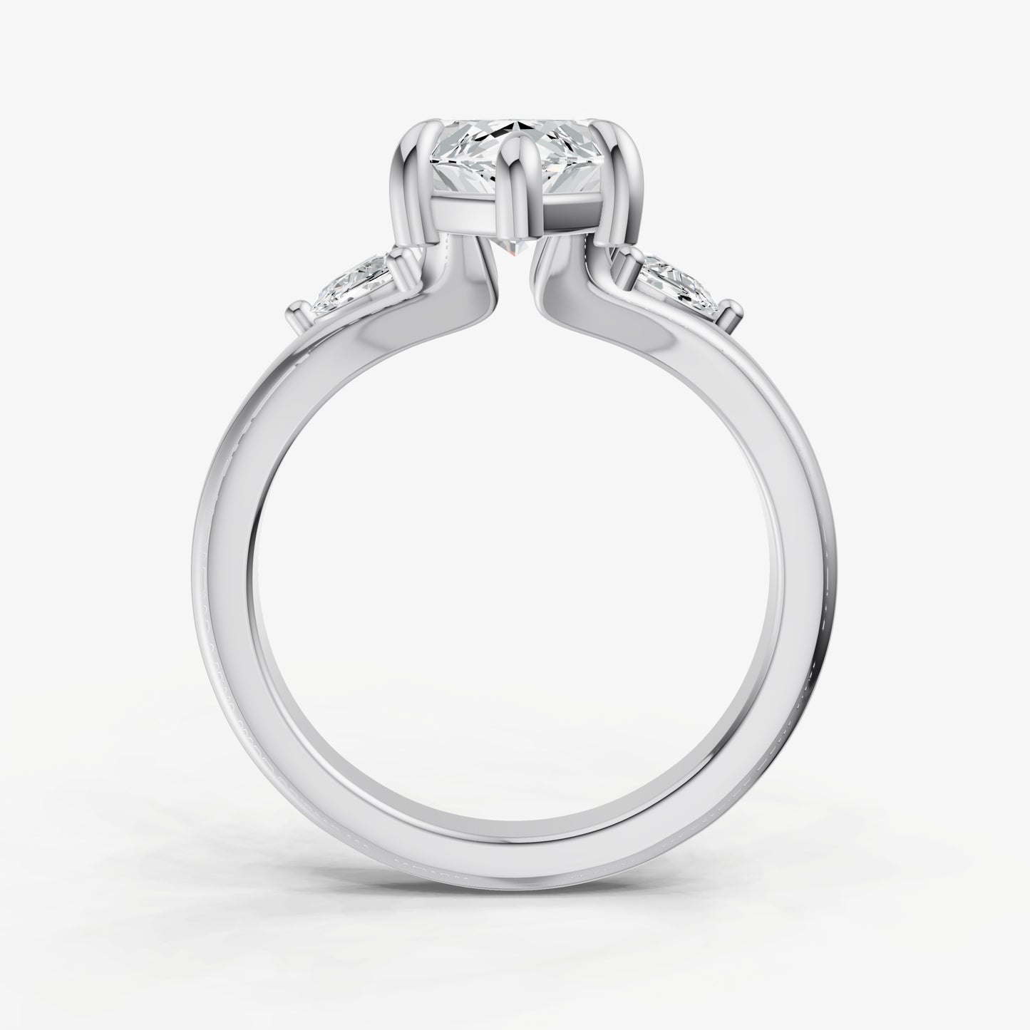 Marquise Engagement Ring with Half Moon Side Diamonds