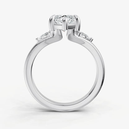 Marquise Engagement Ring with Half Moon Side Diamonds