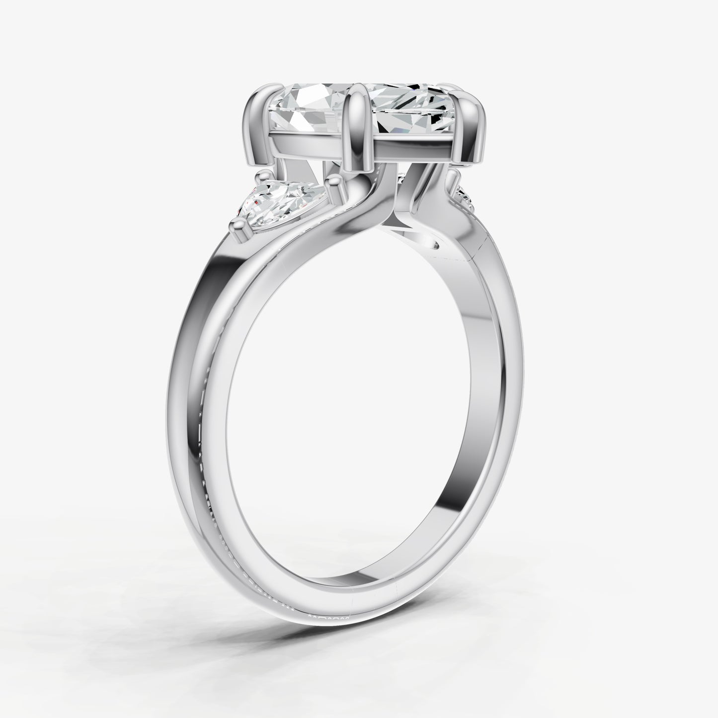 Marquise Engagement Ring with Half Moon Side Diamonds