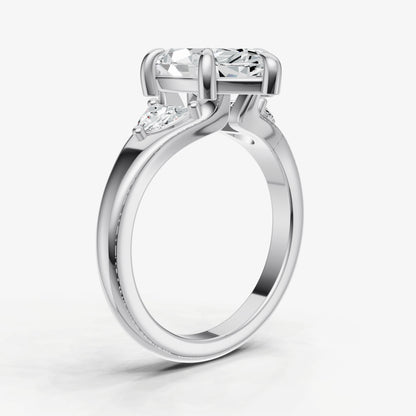 Marquise Engagement Ring with Half Moon Side Diamonds