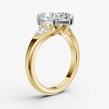 Marquise Engagement Ring with Half Moon Side Diamonds