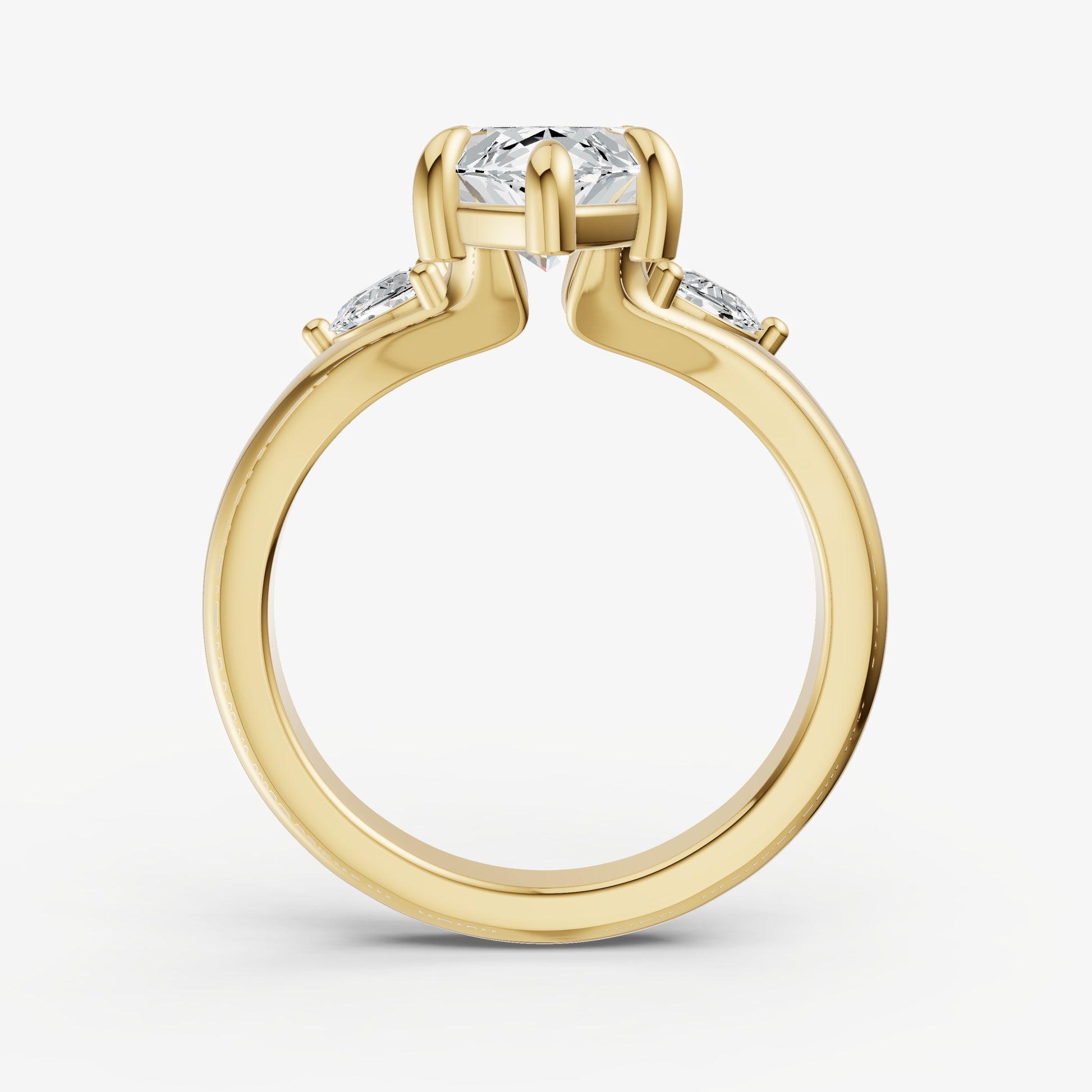 Marquise Engagement Ring with Half Moon Side Diamonds