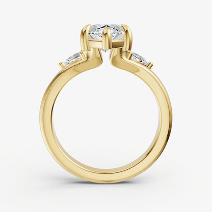 Marquise Engagement Ring with Half Moon Side Diamonds